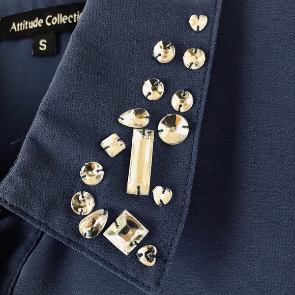Embellished Navy Blue Button-Down - Picture 3 of 7